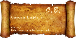 Oancsa Baján névjegykártya